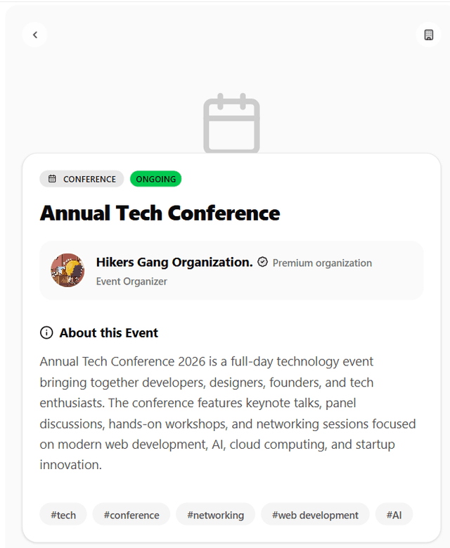 Eventra Dashboard Mobile